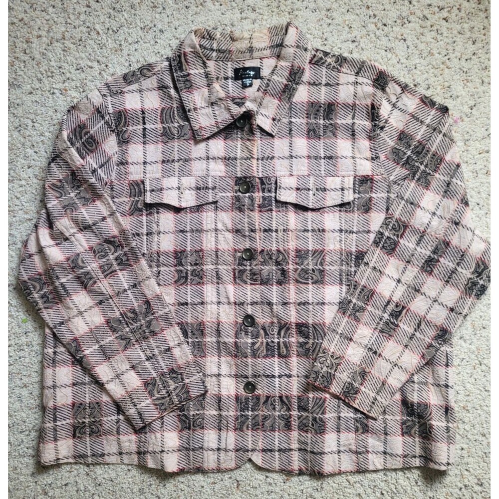 Analogy Womens Embroidered Button Front Jacket Size 3X Fall Autumn Colors